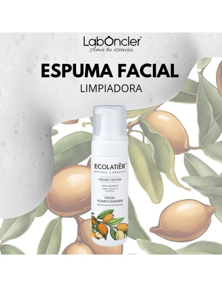 ECOLATIER Espuma Limpiadora Facial Revitalizante y Nutritiva Argán Ecológico