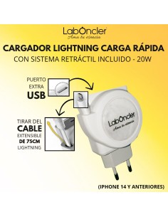 CARGADOR ULTRA RAPIDO 20W ENROLLABLE PARA ANDROID Y...