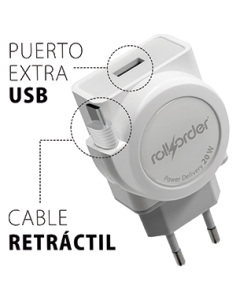 CARGADOR ULTRA RAPIDO 20W ENROLLABLE PARA ANDROID Y... 2