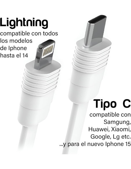CARGADOR ULTRA RAPIDO 20W ENROLLABLE PARA ANDROID Y IPHONE 15. TIPO C