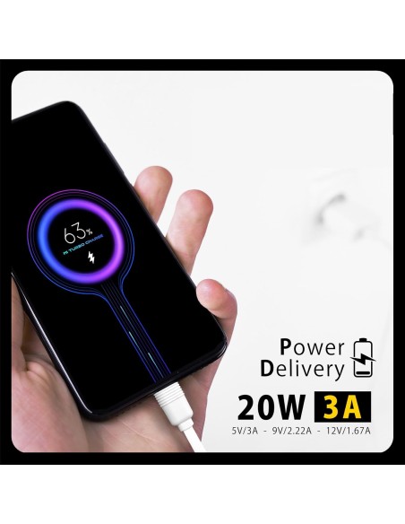 CARGADOR ULTRA RAPIDO 20W ENROLLABLE PARA ANDROID Y IPHONE 15. TIPO C