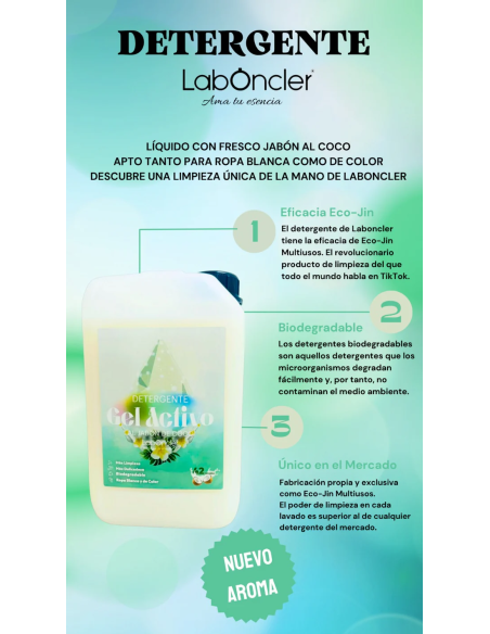 DETERGENTE Gel Activo Al Jabón De Coco
