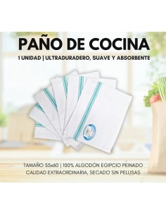 PAÑO DE COCINA 100% ALGODÓN EGIPCIO PEINADO