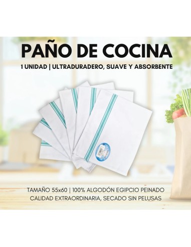 PAÑO DE COCINA 100% ALGODÓN EGIPCIO...
