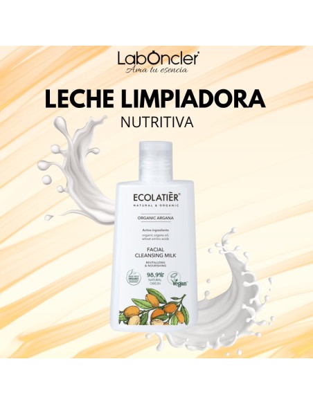 ECOLATIER Leche Limpiadora Facial Revitalizante y Nutritiva Argán Ecológico